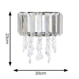 ValueLights Mabel Clear Acrylic Drum Ceiling Pendant Droplet Light Lamp Shade in Silver - thumbnail 6