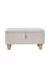 Living and Home Linen Upholstered Storage Ottoman in Beige - thumbnail 9
