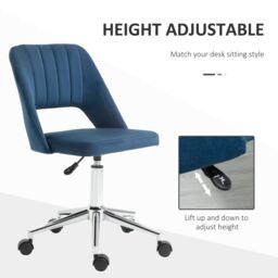 VINSETTO Mid-Back Swivel Home Office Chair Scallop Computer Chair in Dark Blue - thumbnail 4