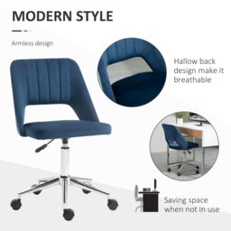 VINSETTO Mid-Back Swivel Home Office Chair Scallop Computer Chair in Dark Blue - thumbnail 5