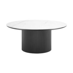 Home Detail Oscar Round Sintered Stone Topped Japandi Coffee Table with Black Base - thumbnail 2