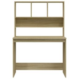 Berkfield Home Desk with Shelves Sonoma Oak 102x45x148 cm Engineered Wood in Brown - Size: 102 x 45 x 148 cm - thumbnail 5