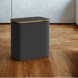 Pirlo Plush 150L Triple Laundry Basket With Lid & Removable Lining in Black