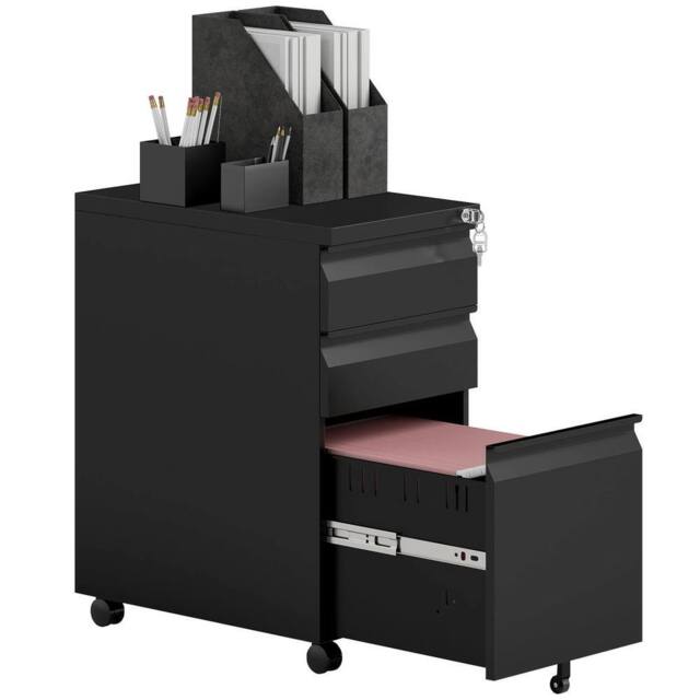 VOGREX Black Mobile Steel Lockable Office File Cabinet - image 1