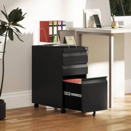 VOGREX Black Mobile Steel Lockable Office File Cabinet - thumbnail 2