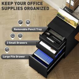 VOGREX Black Mobile Steel Lockable Office File Cabinet - thumbnail 5