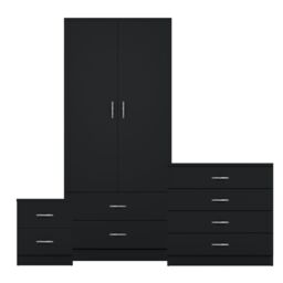 Home Discount Vida Designs Riano 3-Piece Set with 2-Drawer Bedside Chest & Wardrobe in Black - thumbnail 8