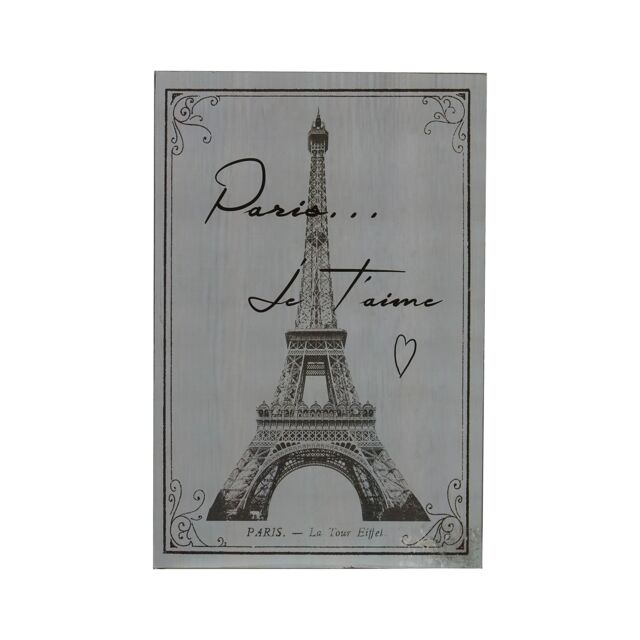 "Orsina Paris Wall Plaque, Chic Wooden Sign With Vintage-Inspired “Paris"" Typography, Rustic Finish Adds in Grey"