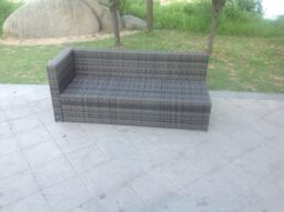 Fimous 3 Seater Single Arm Rest Rattan Sofa Patio Outdoor Garden Furniture With Seat & Back Cushion Left Side in Dark Grey - thumbnail 3