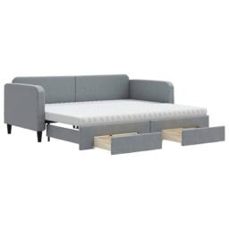 Berkfield Home Daybed with Trundle & Drawers Light Grey 90x190 cm Fabric - thumbnail 2