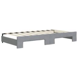 Berkfield Home Daybed with Trundle & Drawers Light Grey 90x190 cm Fabric - thumbnail 5