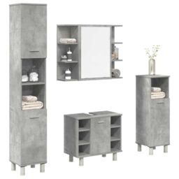 Berkfield Home 4 Piece Bathroom Furniture Set Concrete Grey Engineered Wood - thumbnail 1