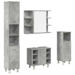 Berkfield Home 4 Piece Bathroom Furniture Set Concrete Grey Engineered Wood - thumbnail 2