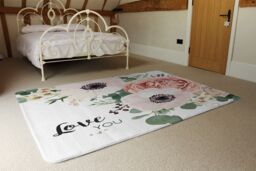 Benjamin Tate Design Garden Flower, Pink Peach Rose, White Anemone Designer Rug in Natural - Size: Large - thumbnail 3