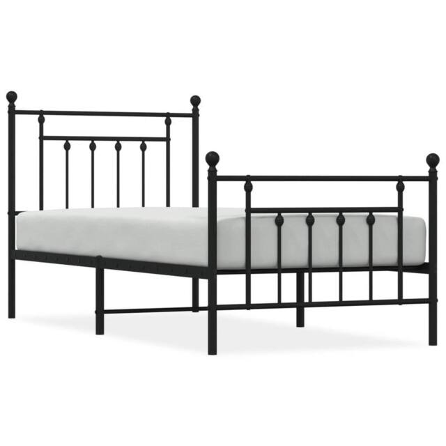Berkfield Home Metal Bed Frame with Headboard & Footboard Black 90x190 cm Single - image 1