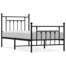 Berkfield Home Metal Bed Frame with Headboard & Footboard Black 90x190 cm Single - thumbnail 1