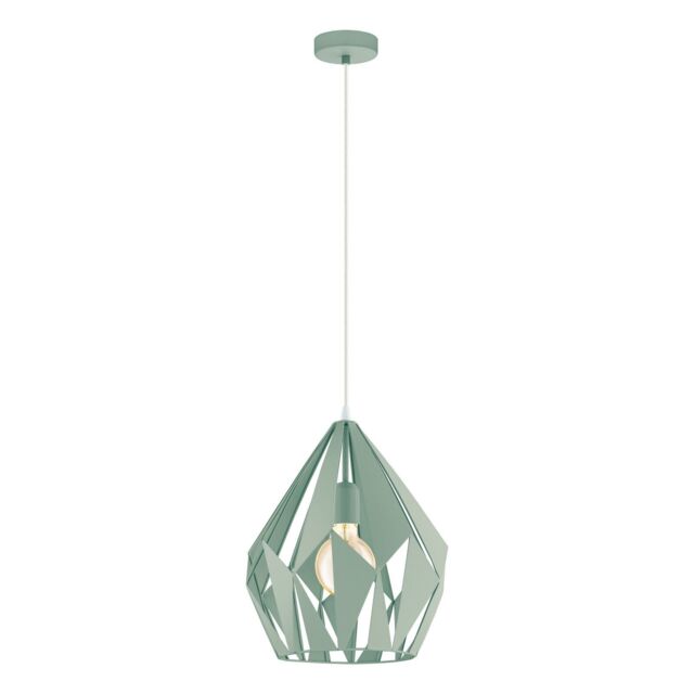 Loops Hanging Ceiling Pendant Light Pastel Green Geometric 1x 60W E27 Feature Lamp - image 1