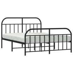 Berkfield Home Metal Bed Frame with Headboard & Footboard Black 140x190 cm - thumbnail 5