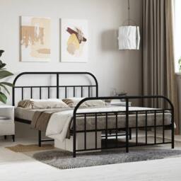 Berkfield Home Metal Bed Frame with Headboard & Footboard Black 140x190 cm - thumbnail 2