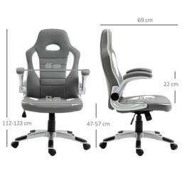 STILVORA Grey PU Leather Gaming Chair with Adjustable Height - thumbnail 2