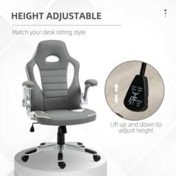STILVORA Grey PU Leather Gaming Chair with Adjustable Height - thumbnail 4