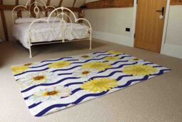 Benjamin Tate Design Bright Yellow Flowers & Zig Zags Rug in Natural - Size: Large - thumbnail 3