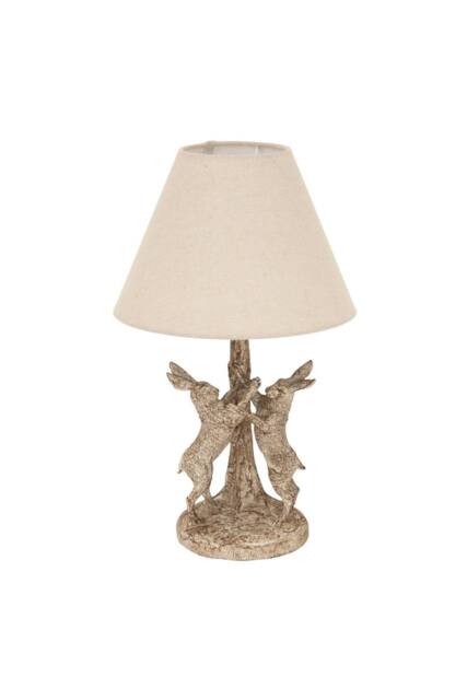 KDMD Stonewashed Marching Hares Lamp with Linen Shade - Wildlife Collection in Brown - image 1