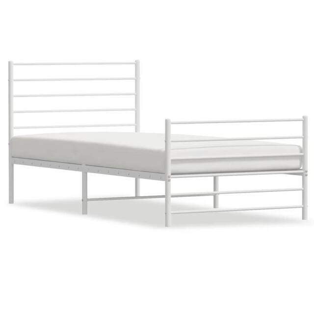 Berkfield Home Metal Bed Frame with Headboard & Footboard White 100x190 cm - image 1