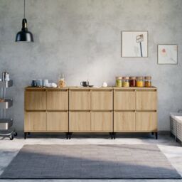 Berkfield Home Sideboards 3 pcs Sonoma Oak 60x35x70 cm Engineered Wood in Brown - Size: 60 x 35 x 70 cm