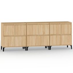 Berkfield Home Sideboards 3 pcs Sonoma Oak 60x35x70 cm Engineered Wood in Brown - Size: 60 x 35 x 70 cm - thumbnail 2