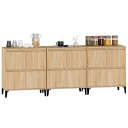 Berkfield Home Sideboards 3 pcs Sonoma Oak 60x35x70 cm Engineered Wood in Brown - Size: 60 x 35 x 70 cm - thumbnail 4