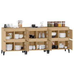 Berkfield Home Sideboards 3 pcs Sonoma Oak 60x35x70 cm Engineered Wood in Brown - Size: 60 x 35 x 70 cm - thumbnail 5