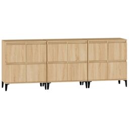 Berkfield Home Sideboards 3 pcs Sonoma Oak 60x35x70 cm Engineered Wood in Brown - Size: 60 x 35 x 70 cm - thumbnail 6