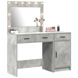 Berkfield Home 2-Piece Dressing Table Set with LED in Concrete Grey Made from Engineered Wood - thumbnail 3