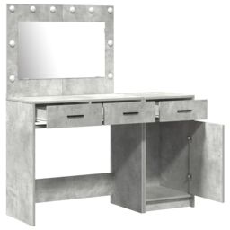 Berkfield Home 2-Piece Dressing Table Set with LED in Concrete Grey Made from Engineered Wood - thumbnail 4