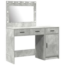 Berkfield Home 2-Piece Dressing Table Set with LED in Concrete Grey Made from Engineered Wood - thumbnail 2
