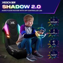 X Rocker Shadow RGB 2.0 Audio Floor Rocker Gaming Chair - App-Controlled LED Lights in Black - thumbnail 2