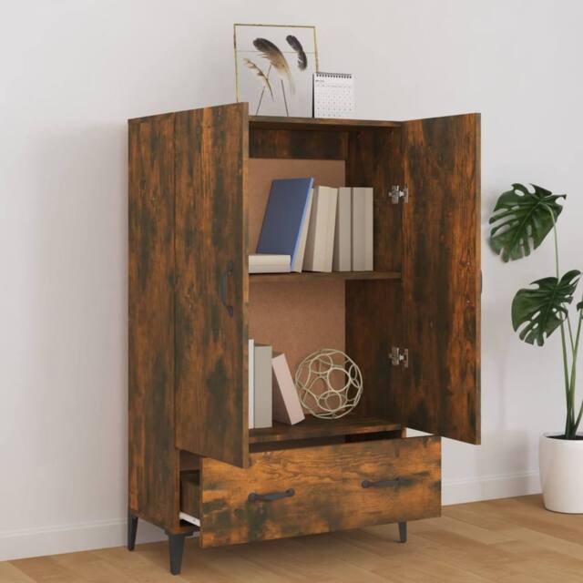 Berkfield Home Highboard Smoked Oak 70x31x115 cm Engineered Wood in Brown - Size: 70 x 31 x 115 cm - image 1