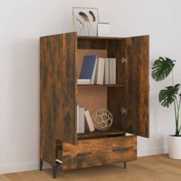 Berkfield Home Highboard Smoked Oak 70x31x115 cm Engineered Wood in Brown - Size: 70 x 31 x 115 cm - thumbnail 1