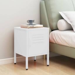 Berkfield Home Nightstand White 35x35x51 cm Steel - Size: 35 x 35 x 51 cm - thumbnail 2