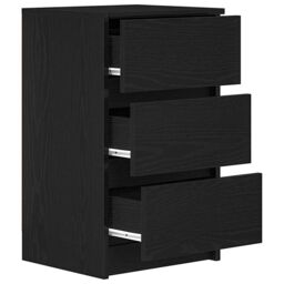Berkfield Home Bedside Cabinet with 3 Drawers Black 39x35x65 cm - Size: 39 x 35 x 65 cm - thumbnail 5