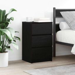 Berkfield Home Bedside Cabinet with 3 Drawers Black 39x35x65 cm - Size: 39 x 35 x 65 cm - thumbnail 1