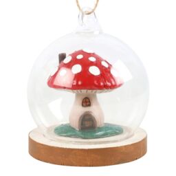 Something Different Glass Mushroom House Hanging Dration in Red - thumbnail 3