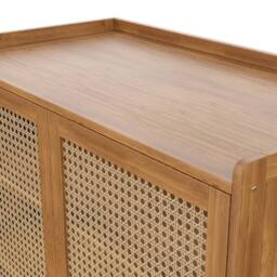 NESTLUNE Natural Bamboo Shoe Cabinet with 2 Doors, 7 Tier Tall Rack - Size: 100 cm x 15 cm - thumbnail 5