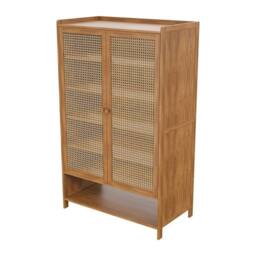 NESTLUNE Natural Bamboo Shoe Cabinet with 2 Doors, 7 Tier Tall Rack - Size: 100 cm x 15 cm