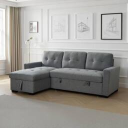 Furnishings For Less UK Arden Grey 3 Seater L Shaped Universal Corner Sofa Bed With Storage - thumbnail 5