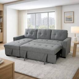 Furnishings For Less UK Arden Grey 3 Seater L Shaped Universal Corner Sofa Bed With Storage - thumbnail 4