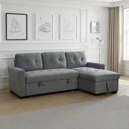 Furnishings For Less UK Arden Grey 3 Seater L Shaped Universal Corner Sofa Bed With Storage - thumbnail 2