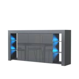 Mex Furniture LTD Sideboard Eden 164cm - Dark Grey with Gloss Doors, LED Lights - thumbnail 8