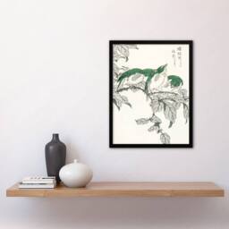 "Artery8 White Eye & Osmanthus Japanese Japanese Framed Wall Art Print Kashu - Size: W12"" x H16""" - thumbnail 4